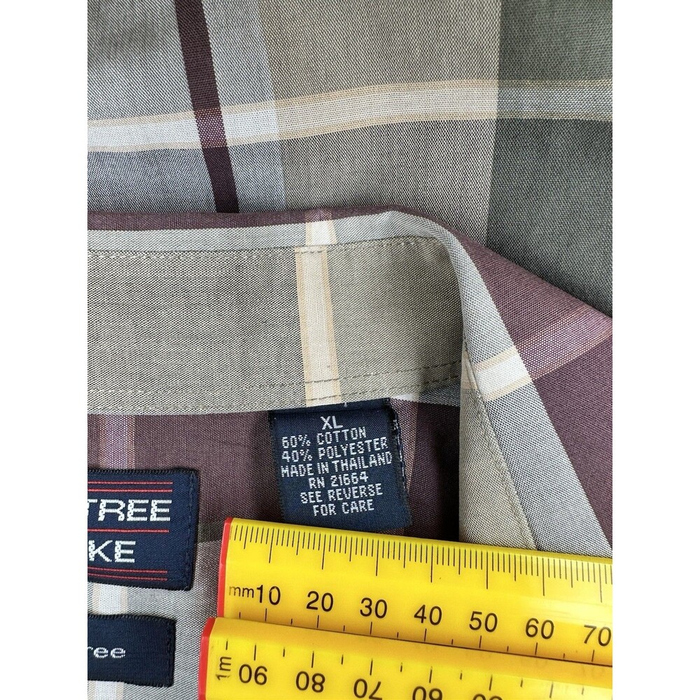 Roundtree & Yorke Shirt Men Size XL Dress Plaid Non Iron Collar Button Down Brow - Picture 9 of 9